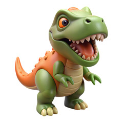 Fototapeta premium A cartoon trex toy is standing isolated on transparent background