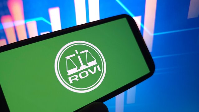 Konskie, Poland - June 29, 2025: Laboratorios Farmaceuticos Rovi company logo displayed on mobile phone