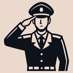 Saluting Officer in Uniform Vector Illustration of Military Personnel Showing Respect