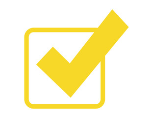Yellow check mark inside a square box isolated on transparent background