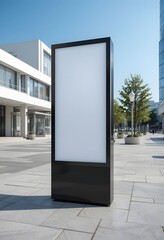 Blank Billboard In Urban Setting. Modern Advertising Space Outdoor, Clear Display Area For Announcements. Clean Architecture Provides Perfect Backdrop For Impactful Marketing. Commercial Potential Is