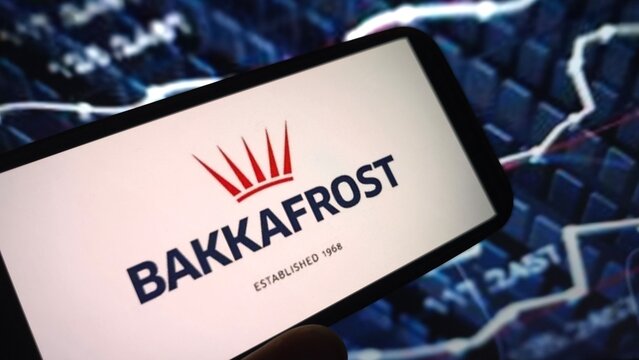 Konskie, Poland - June 29, 2025: Bakkafrost company logo displayed on mobile phone