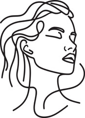 Elegant woman face abstract line art profile