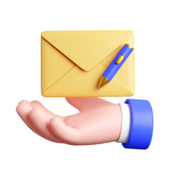 hand holding envelope with letter 3d icon