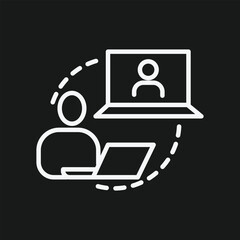 Online Video Conference and Virtual Meeting Icon for Remote Team Collaboration and E-Learning