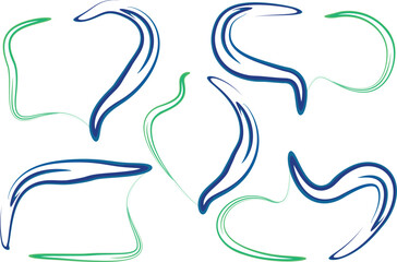 art colorful blue green thick abstract doodle outline speech bubbles