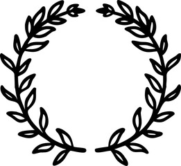 Golden laurel wreath vector frame with ornate leaf and floral decoration