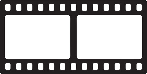 Black film strip with two empty white frames movie cinema