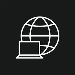 Global Internet Connectivity and World Wide Web Icon with Laptop for Remote Access and Online Communication