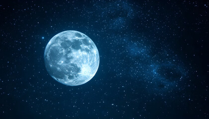 Full moon in the starry sky