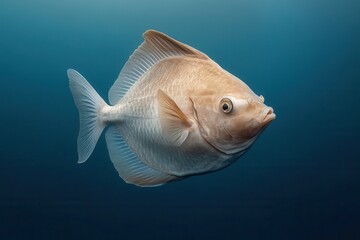 Ocean sunfish swims in the deep sea