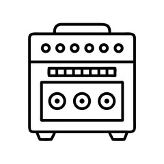 Stylized depiction of a vintage audio amplifier with distinct elements