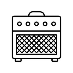 A Vintage Guitar Amplifier with Iconic Design, Black and White Line Art