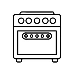 Minimalist illustration of a standard kitchen oven with stovetop burners and door