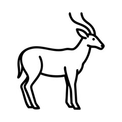 Elegant Black and White Illustration of a Stylized Antelope with Curved Horns