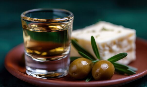 Enjoying georgian chacha with cheese