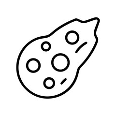 Stylized outline illustration of a space meteorite hurtling through the cosmos