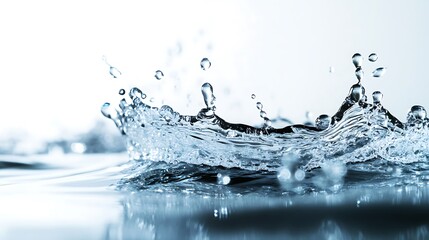 Splashing water creating a beautiful crown shape photographed with clear reflections and macro detail