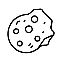 Minimalist Cookie Illustration with Round Chocolate Chips and Irregular Outline