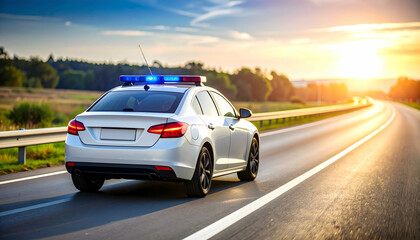 Police car sunset highway patrol.
