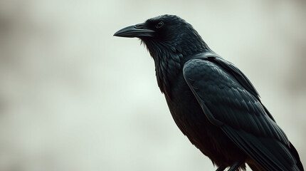 A high-resolution surreal stock photo of a crow, rendered in infrared tones, exhibiting an otherworldly appearance suitable for commercial use and professional quality