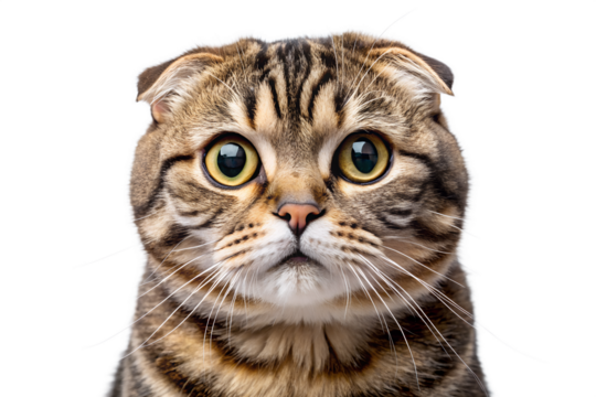 Adorable Scottish Fold Cat with Big Eyes Close Up Studio Shot