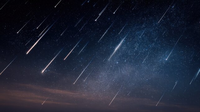 Night sky with shooting stars cosmic event astronomy meteor shower background view