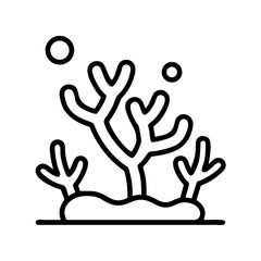 Simple minimalist illustration of coral reef with bubbles in black and white