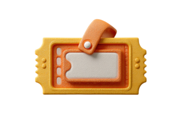 PNG Yellow and orange textured ticket with handle on black background