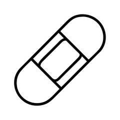 Graphical representation of a capsule, pill, or elongated tablet outline in black