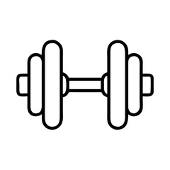 Minimalist line art illustration depicting a dumbbell for strength training
