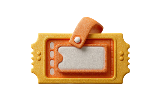 PNG Yellow and orange textured ticket with handle on black background