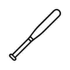 Simple black and white line drawing of a baseball bat image