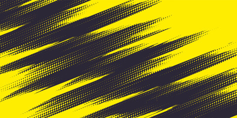 Halftone dots gradient grunge texture background yellow and dark blue color pattern. Dot pop art comic sport style vector illustration. eps 10, website