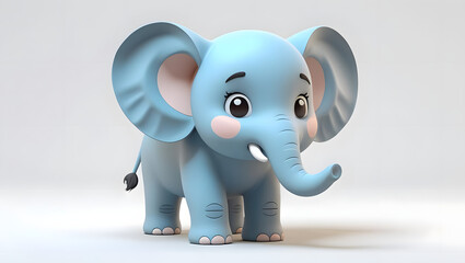 Charming chibi elephant designed in a soft pastel color palette, perfect for adorable character illustrations and stickers