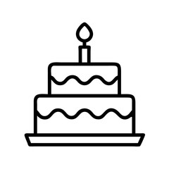 Delicious two tiered birthday cake with a candle in a simple outline