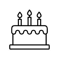 Simple and cute birthday cake outline drawing with three candles