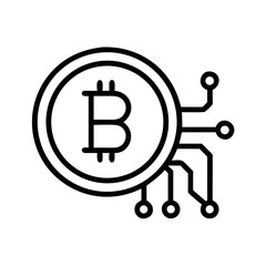 Bitcoin Cryptocurrency Combined with Technological Circuit, Symbolizing Digital Finance and Blockchain