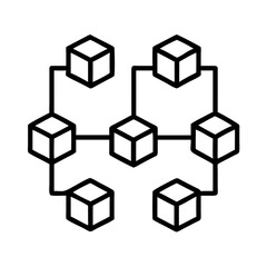 Obraz premium Interconnected Cubes Representing a Network or Blockchain Structure in Outline Form