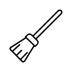 Black and white outline drawing of a broom for cleaning purposes