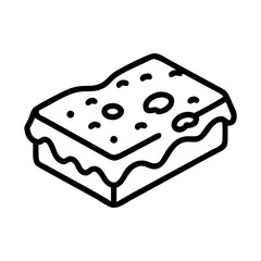 Isometric illustration of a rectangular dessert with a pattern on top layer