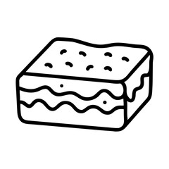 Simple Illustration of a Chocolate Brownie with Frosting and Chocolate Chips Topping