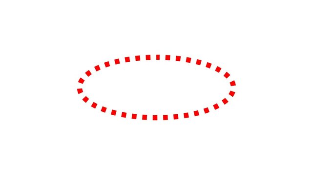 Red round circle Dotted Oval Line Animation with alpha channel