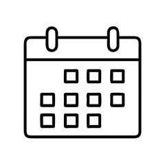 Minimalist black and white vector calendar icon with simplistic square dates