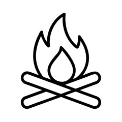 Simple line drawing of a campfire with wood and flames element