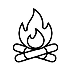 Minimalist Campfire Outline Vector Illustration for Outdoor and Adventure Designs