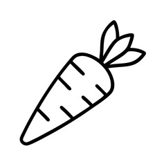 Simple line art illustration of a carrot, with leaves on top