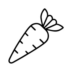 Simple black line drawing of a carrot isolated on a white background