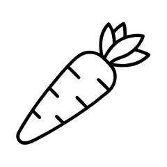 Simple outline illustration of a fresh organic carrot with leafy greens