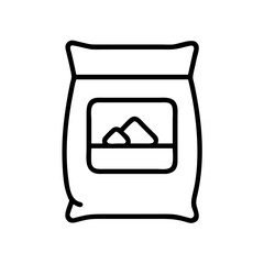 Simple black outline of a bag of fertilizer or other granular substance